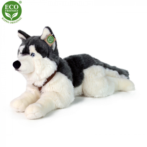 Rappa Plüschhund Husky mit Halsband liegend 60 cm ECO-FRIENDLY