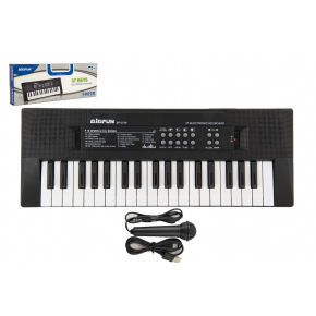 Teddies Piánko / Organ / Klávesy 37 kláves plast napájanie na USB + mikrofón 40cm v krabici 41x15x4cm