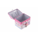Teddies Spardose Häuschen Einhorn aus Blech mit Schloss 11x9cm rosa im Beutel