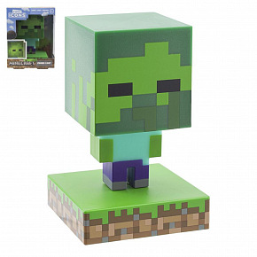 Lampička Zombie Minecraft na baterie v krabičce 10,5x14x9cm