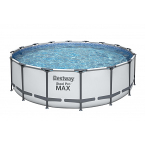 Bestway Nadzemní bazén kulatý Steel Pro MAX, kartušová filtrace, schůdky, plachta, průměr 4,88m, výška 1,22m