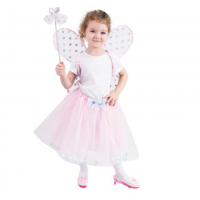 Rappa Kostium dziecięcy spódniczka tutu różowa wróżka ze świecącymi skrzydłami e-pakiet