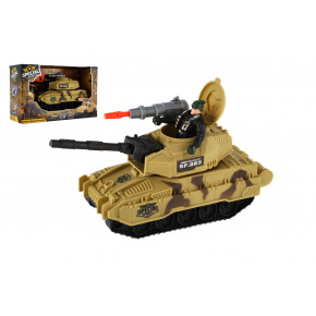 Teddies Tank s vojakom plast 8x24cm na voľný chod v krabici 27,5x17x10cm