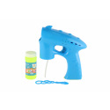 Teddies Seifenblasenpistole blau Kunststoff 13cm + Nachfüllung mit Batterien auf Karte