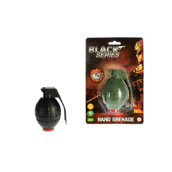 Teddies Handgranate aus Kunststoff 10cm mit Batterie, mit Sound und Licht auf Karte