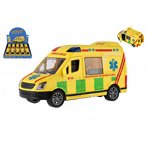 Teddies Auto ambulance plast 12cm na setrvačník 10ks v boxu