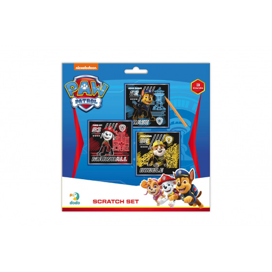 DODO Kratzbild 3er Set bunt Paw Patrol 20x20cm auf Karte