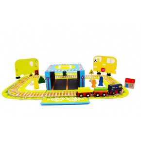 Rappa Vlak drevený náučný s puzzle a magnetickou krabičkou