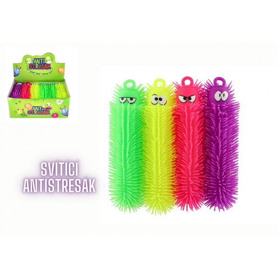 Teddies Gąsienica antystresowa do ściskania silikonowa 30cm na baterie ze światłem