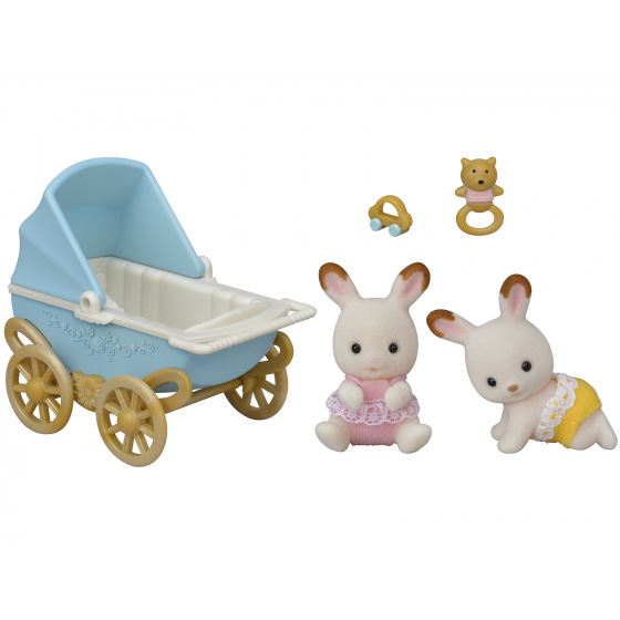 Sylvanian Families 5432 Dvojčata Chocolate králíků s kočárkem