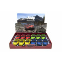 Teddies Auto Kinsmart Jeep Wrangler 2018 otevřená střecha 1:34 12,5cm kov 4 barvy na zpětné natažení