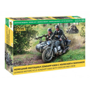 Zvezda Model Kit military 3717 - Zuendapp K800 Motorcycle w/sidecar (1:35)