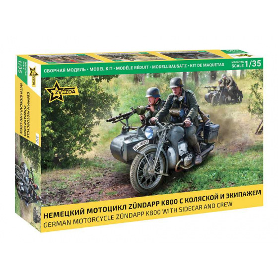 Zvezda Model Kit military 3717 - Zuendapp K800 Motorcycle w/sidecar (1:35)