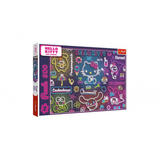 Puzzle Neon Hello Kitty 500 dílků 48x34cm v krabici 40x27x4,5cm