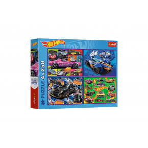 Trefl Puzzle 4v1 Závodní auta/Hot wheels 4x250 dílků 33,9x23,9cm v krabici 34x26x6cm