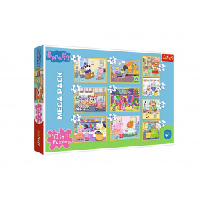 Trefl Puzzle 10v1 Prasátko Peppa/ Peppa Pig s přáteli v krabici 40x27x6cm