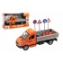 Teddies Straßenwartungsauto aus Kunststoff 25cm mit Schwungrad, batteriebetrieben mit Sound und Licht in Schachtel 32x19x12cm