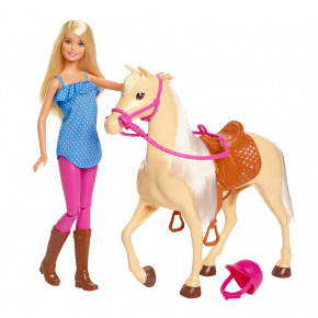Mattel Barbie PANENKA S KONĚM FXH13