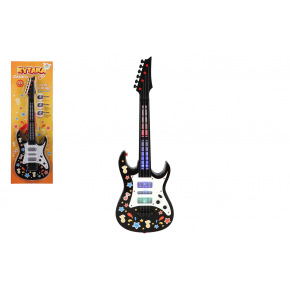 Teddies Gitara plast 53cm s popruhom na batérie so zvukom so svetlom na karte
