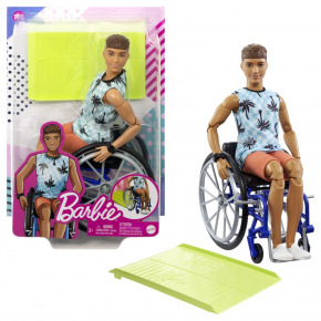Mattel Barbie Model Ken na invalidnom vozíku v modrom kockovanom tielku