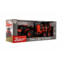 Teddies Traktor Zetor mit Anhänger mit Beladung. Schulter aus Kunststoff 36cm für Schwungrad auf Batterie. mit der Welt. mit Ton. im Karton.