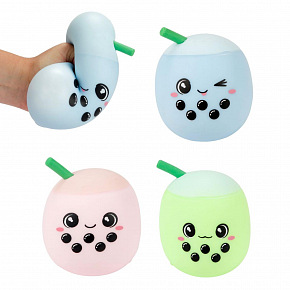 Teddies Bubble tea nápoj antistresové mačkací silikon 12cm 3 barvy