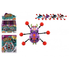 Teddies Spinne, die auf Glas kriecht, Kunststoff 8x6cm, 4 Farben auf Karte, 12 Stück im Karton