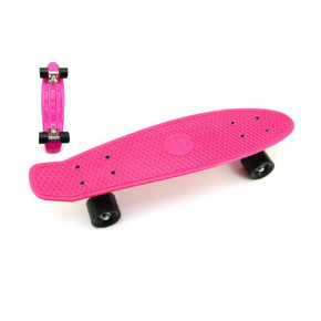 Teddies Skateboard - pennyboard 60cm nosnost 90kg, kovové osy, růžová barva, černá kola
