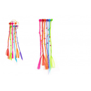 Teddies Spinki do włosów 6 szt. Plastikowe z kolorowymi warkoczami 30cm 2 rodzaje w woreczku