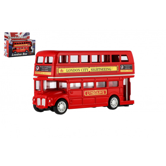 Teddies Bus "London" roter Doppeldecker Metall/Kunststoff 12cm mit Rückzug in Schachtel 17x13,5x6cm