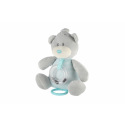 Teddies Medvěd natahovací hrací strojek chrastítko plyš 16x21,5cm modrý na kartě v sáčku 0+