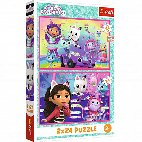Trefl Puzzle 2v1 Gaby´s Dollhouse: Pohrát si s Gabby 2x24 dílků 27,5x18cm v krabici 19x29x4cm