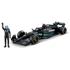 Bburago - RACE Formule F1 s figurkou jezdce, Mercedes-AMG W14 E Performance (2023) #63 Russell, 1:24