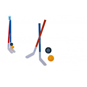 Teddies Kij hokejowy na trawie 2 szt. Plastikowy 72cm + piłka do unihokeja + krążek w siatce