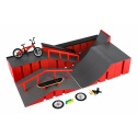 Teddies Skatepark - rampy, rowerek finger, deskorolka finger plastik z akcesoriami 2 kolory w pudełku 43x25x12cm