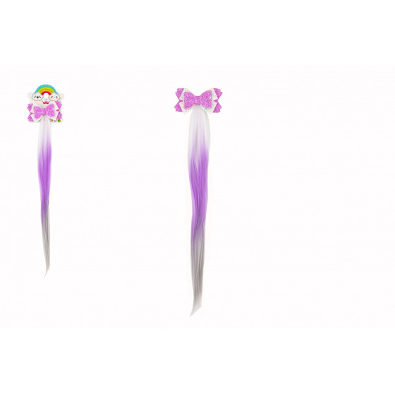 Teddies Spona do vlasů mašle třpytivá s duhovým ombré příčeskem plast/kov 8x38cm v sáčku