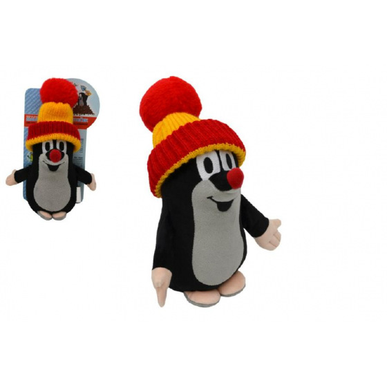 Moravská Ústředna Maulwurf mit rot-gelber Mütze Plüsch 15cm auf Karte von Moravská Ústředna