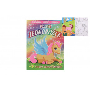 Maľovanky + nálepky + panoráma Úžasné jednorožce SK verzia 23x31cm Maľovanky + nálepky + panoráma Úžasné jednorožce SK verzia 23x31cm