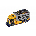 Teddies Auto ciężarówka transporter + auto plastikowe 15cm na wolny bieg 2 kolory