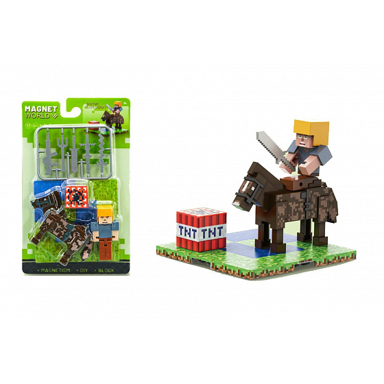Wiky Stavebnice Magnet World Bojovník s koněm na kartě 11x18cm