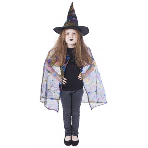Rappa Dziecięcy płaszcz czarownicy z kapeluszem/Halloween
