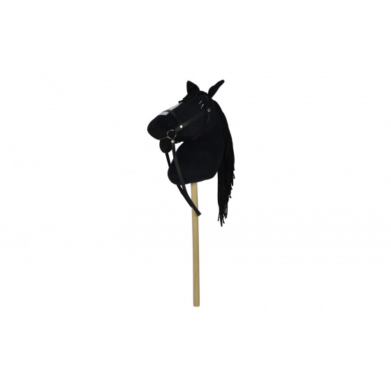 Teddies Kôň na tyči plyš 70cm na batérie so zvukom čierny v sáčku