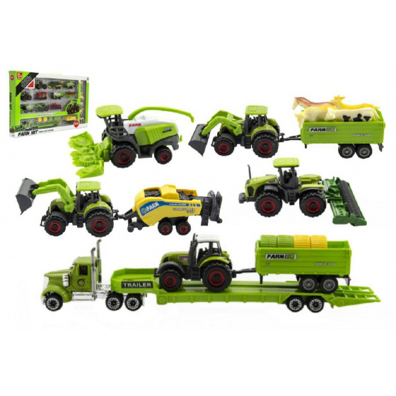 Teddies Set Bauernhof 22 Stück Plastik/Metall sortiert 2 Arten, in Schachtel 53x31x5cm