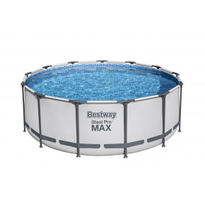 Bestway Nadzemní bazén Steel Pro MAX šedý, kartušová filtrace, schůdky, plachta, 3,96m x 1,22m