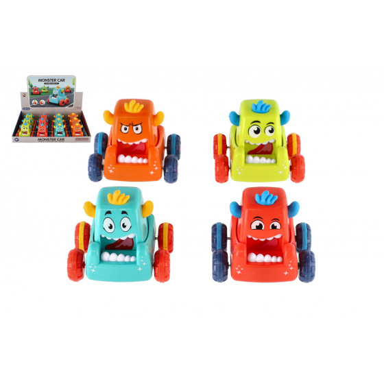 Teddies Auto monster plast 9x8cm mačkací jezdící 4 barvy