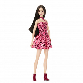 Mattel Barbie FASHIONISTAS MODELKA V RŮŽOVÉM LEOPARDÍM OUTFITU
