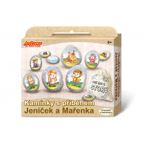 SMT Creatoys Maľovanie na štrk / kamene s príbehom Janko a Marienka kreatívne sada v krabičke 19x16x4cm