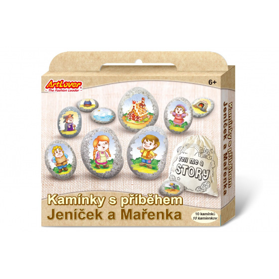 SMT Creatoys Steine mit Geschichte mit Aufklebern Hänsel und Gretel Kreativset in Schachtel 19x16x4cm