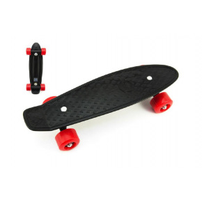 Teddies Skateboard - pennyboard 43cm, nosnosť 60kg plastové osi, čierne, červené kolesá
