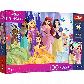 Trefl Puzzle Premium Plus Kids - Disney Princess 41x27,5cm + plakát 100 dílků v krabici 29x19x4cm
